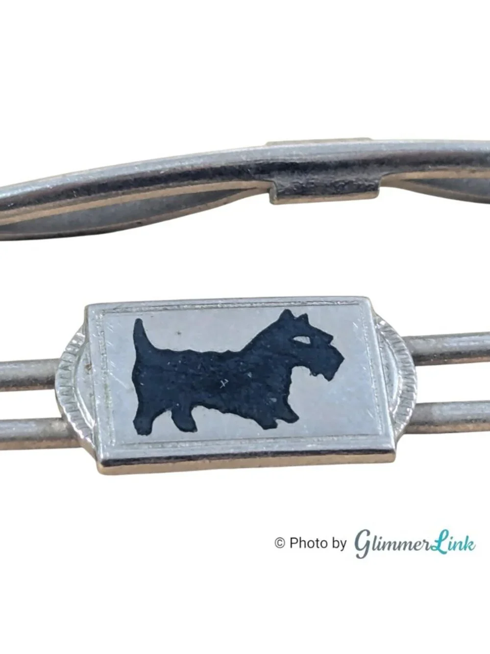 Vintage Junior Scottie Dog Original Card Silver Tone Tie Clip Collar Clip Set